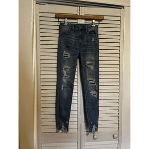 AMERICAN EAGLE‎ Women's Size 0 Short 0S Jeans Stretch Skinny Distressed Pants